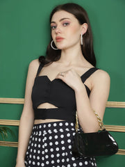 Floral Dot Printed Trouser With Cut-Out Crop Top