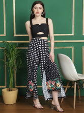 Floral Dot Printed Trouser With Cut-Out Crop Top