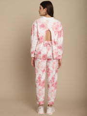 Floral Printed Embellished Sweatshirt Jogger Set