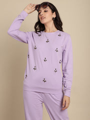 Floral Stone Work Sweatshirt With Jogger Set