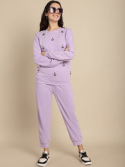 Floral Stone Work Sweatshirt With Jogger Set