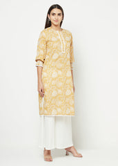 Floral and Stripes Smocking Kurti