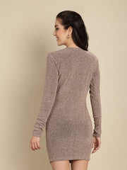 Golden Shimmer Assymetric Seam Dress
