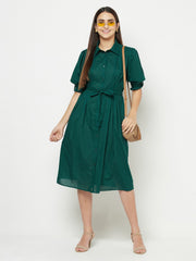 Inverted Pleated Green Dress
