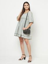 Grey Contrast U-Lace Dress