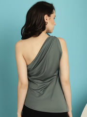 Grey Top With Rushing At Shoulder