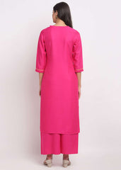 Grid Embroidered Yoke Kurti