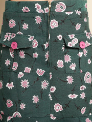 Jacquard Green Floral Jacket With Skirt Co-Ord Set
