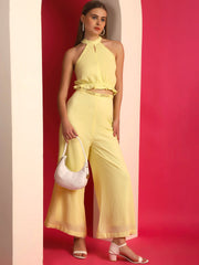 Lemon Yellow Top With High Waist Trouser