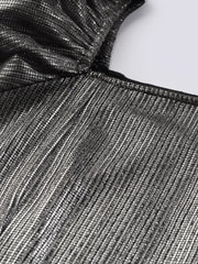 Metallic Puffed Sleeve Dress