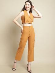 Mustard Crop Top With Pants