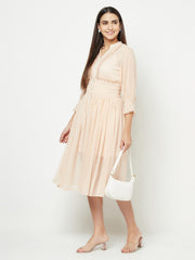 Nude Chiffon Smocking Dress