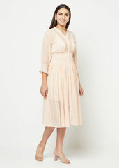 Nude Chiffon Smocking Dress