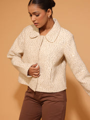 Off-White Jacket With Gold Sequins