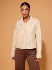 Off-White Jacket With Gold Sequins