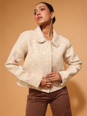 Off-White Jacket With Gold Sequins