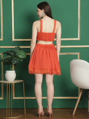 Orange Cut-Out Mesh Dress