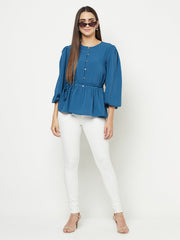 Peplum Top With Braided Belt
