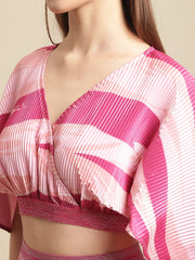 Pink Animal Printed Top With Skirt Co-Ord Set