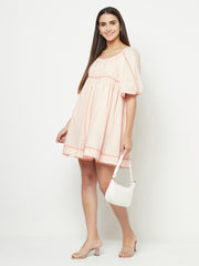 Pink Contrast U-Lace Dress