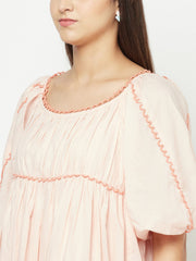 Pink Contrast U-Lace Dress
