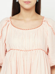 Pink Contrast U-Lace Dress