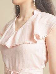 Pink Lurex Jumpsuit With Belt