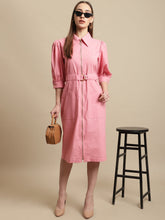 Pink Midi Shirt Dress