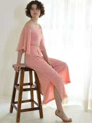 Pink Off-Shoulder Top With Trouser