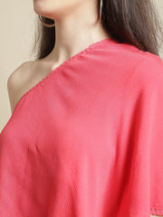 Pink Shoulder Drop Top With Trouser