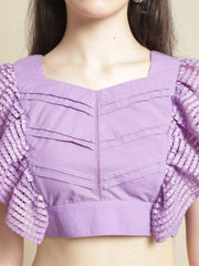 Purple Pleated Crop Top