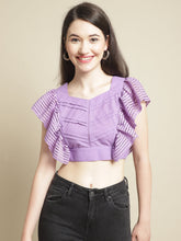 Purple Pleated Crop Top