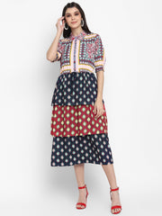Scarf Printed Tier Dress