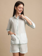 Sea Green Stripe Printed Night Suit