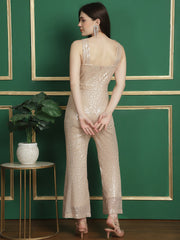 Sequinned Criss-Cross Neckline Jumpsuit