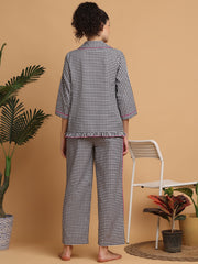 Black & White Checkered Nightwear With Pink Piping