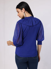 Blue Top With Front Frills