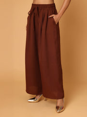 Brown Ruched Shoulder Co-Ord Set