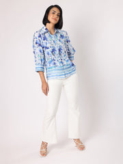 Floral Shirt With Striper Border