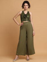 Green Sequinned Rose Top With Trousers