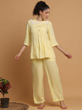 Lemon Yellow Fringe Lace Collar Nightwear