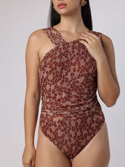 Leopard Print Bodysuit Top
