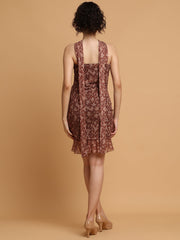 Leopard Print Fitted Dress With Tie-Ups