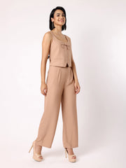 Light Brown Waist Coat With Bow & Trousers