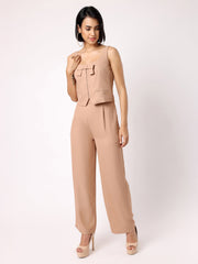 Light Brown Waist Coat With Bow & Trousers