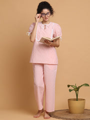 Light Orange Nightwear With Stripes Variation