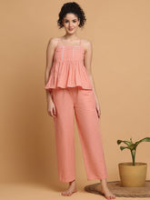 Orange Checkered Strappy Top With Pyjama
