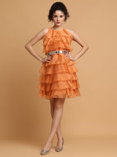 Orange Frill Dress With Mirror Belt