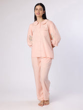 Peach Nightwear With Gold-Silver Floral Embroidery