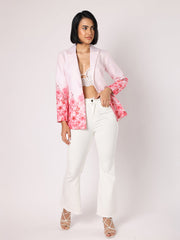 Pink Blazer With Floral Border